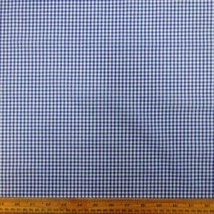 Gingham Fabric Polycotton 3mm Royal