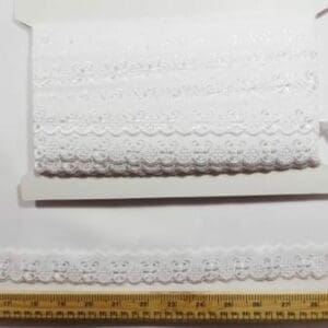 Lace Trim White Flat Zurich Broderie Anglais 3cm Wide