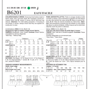 Butterick Sewing Pattern 6201
