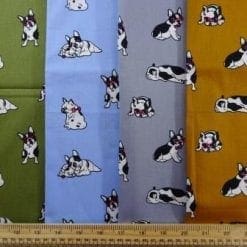 Cotton Fabric Print Puggy Dogs
