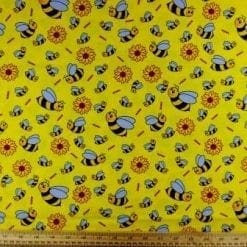 Cotton Printed Fabric Yellow Bees