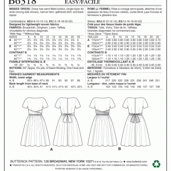 Butterick Sewing Pattern 6318
