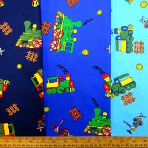 Cotton Fabric Steam Trains