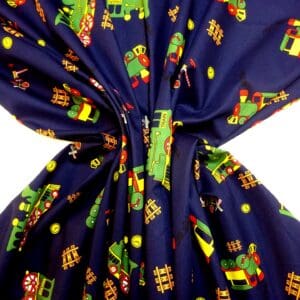Cotton Fabric Steam Trains Navy