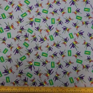 Cotton Fabric Wasps Gangster Print Grey