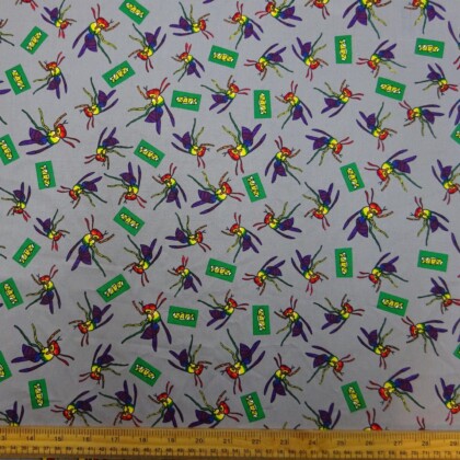 Cotton Fabric Wasps Gangster Print Grey