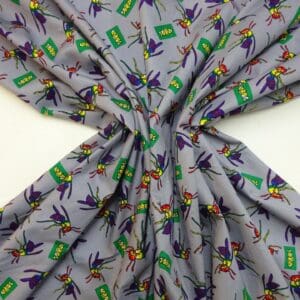 Cotton Fabric Wasps Gangster Print Grey
