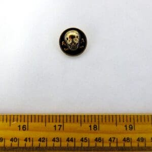 Skull And Crossbones Buttons Black/Gold 2cm Code 595