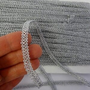 Metallic Braid Trimming 1cm Mini Frogging Platinum Silver