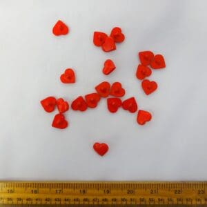 Big Heart Buttons Shanked 15mm Red
