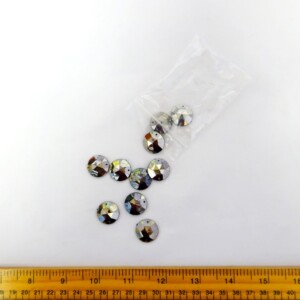 Jewels Sew On Round Faceted Gems 18mm Gunmetal