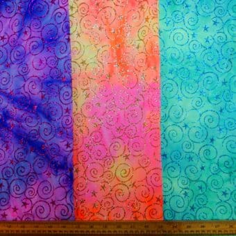 Lycra Fabric Tye Dye Glitter Swirls And Stars