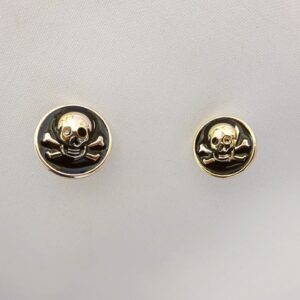 Skull And Crossbones Buttons Black Gold Code 8268