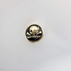 Skull And Crossbones Buttons Black Gold Code 8268 Size 24