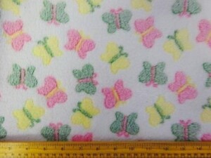 Fleece Fabric Soft Huggable Butterflies White