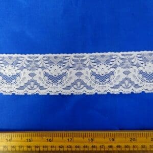 Lace Trimming 5cm Wide Stretch Filigree Swirl White
