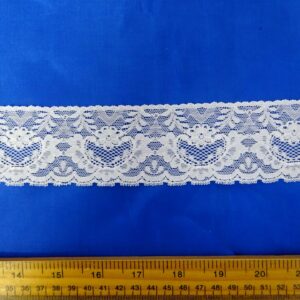 Lace Trimming 5cm Wide Stretch Filigree Swirl White