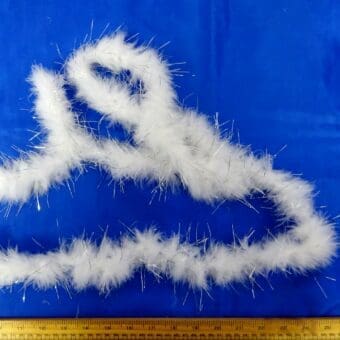 Marabou Feather Trim White/Silver Tinsel