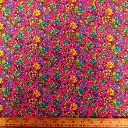 Cotton Fabric Floral Bermuda Lilly Cerise