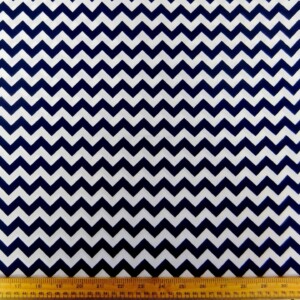 Cotton Fabric Zig Zag Stripes Navy White