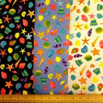 Cotton Canvas Fabric Sea Shore Shells