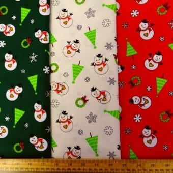 Christmas Cotton Fabric Sweet Snowmen