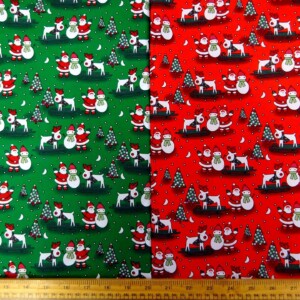 Christmas Cotton Fabric Mini Skiing Reindeer