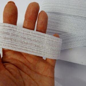 Elastic Shirred 32mm Wide White
