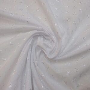 Broderie Anglais Fabric Polyester Cotton Vogue Design White