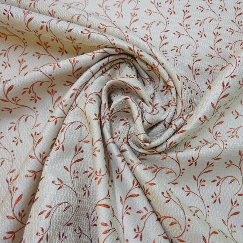 Curtain Fabric Upholstery Copper Vines On Ivory Brocade Fabric Land