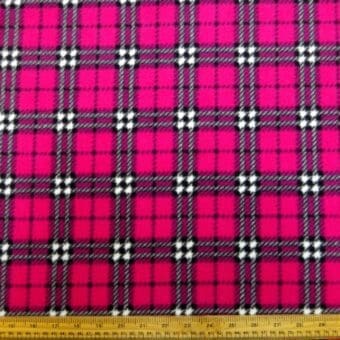 Polar Fleece Fabric Tartan Cerise