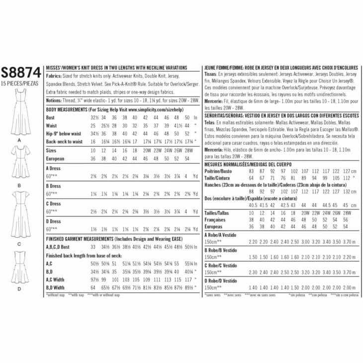 Simplicity Sewing Pattern 8874 | Fabric Land