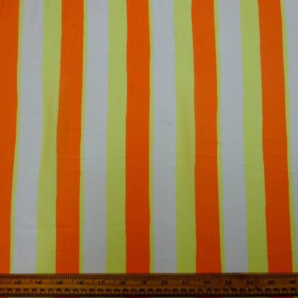 Viscose Fabric 3cm Stripe Oranges And Lemons