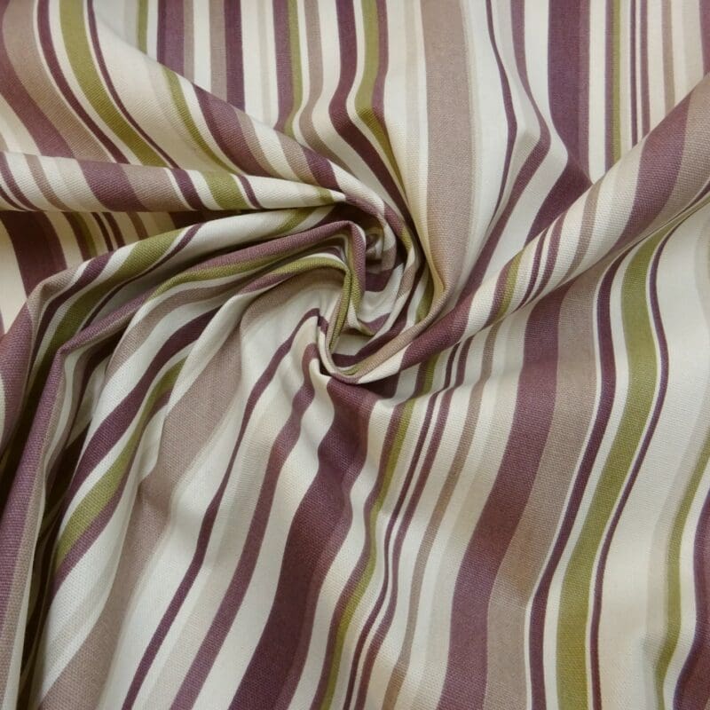 Curtain Fabric Wilson Stripe Ivory Aubergine Fabric Land