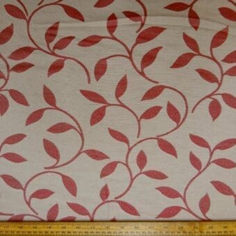 Curtain Fabric Filigree Ferns Red