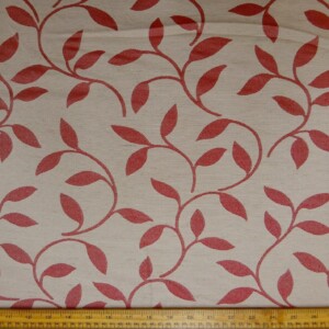 Curtain Fabric Filigree Ferns Red