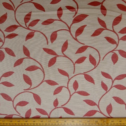 Curtain Fabric Filigree Ferns Red