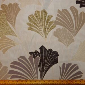 Curtain Fabric Truffle Leaves Beige Grey