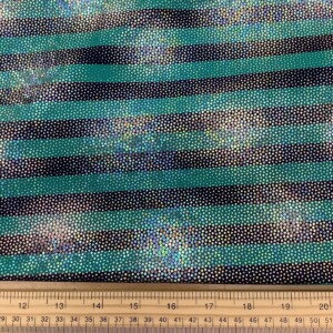 Lycra Fabric Navy and Jade Stripe