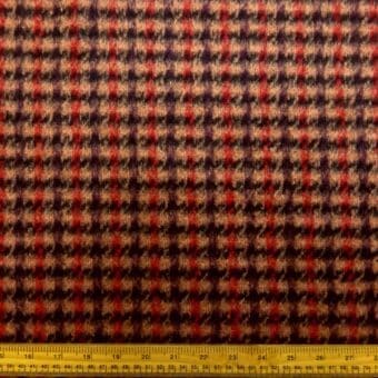 Jacketing Fabric Brushed Finish Checks Red Prune Nutmeg