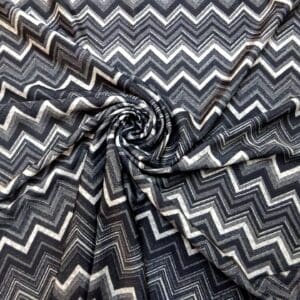 Lycra Patterned Fabric Grey Chevrons