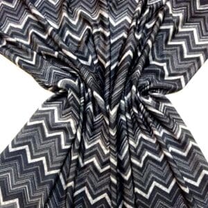 Lycra Patterned Fabric Grey Chevrons