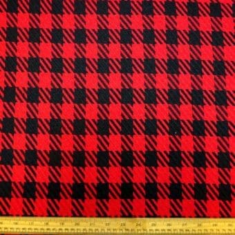 Jacketing Fabric Chunky Hounds Tooth Red Black