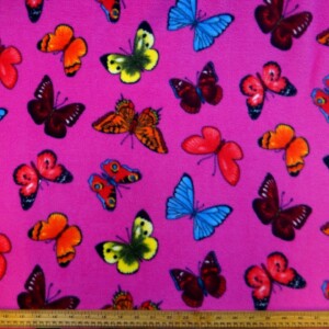 Polar Fleece Fabric Barbie Butterfly Cerise Pink