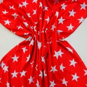 Lycra Patterned Fabric Star Struck red