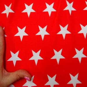 Lycra Patterned Fabric Star Struck red
