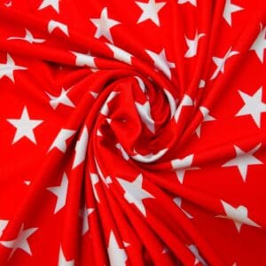 Lycra Patterned Fabric Star Struck red