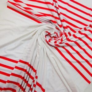 Lycra Fabric Red Sailor Stripe