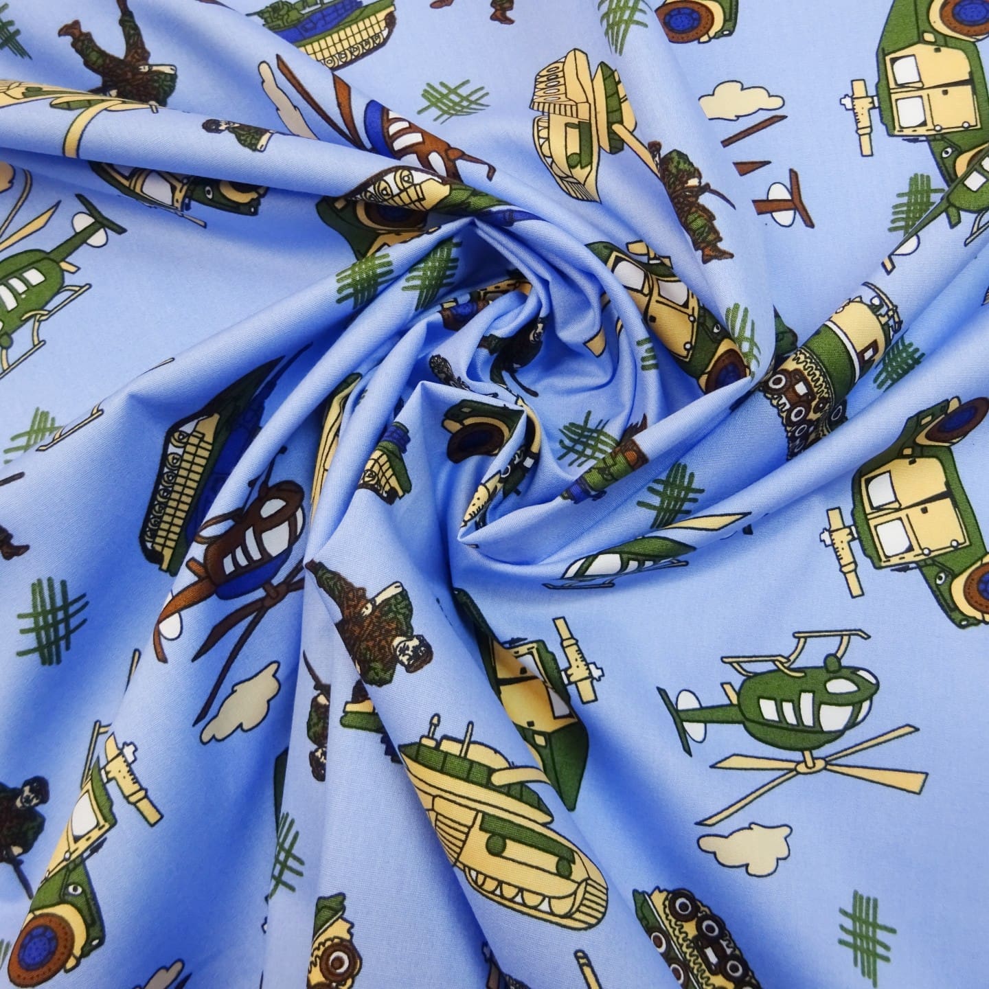 Cotton Fabric Tank Command Print blue