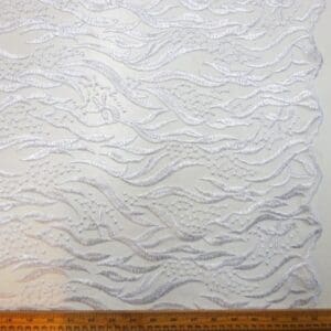 Lace Fabric Bridal Scalloped Cascading Beauty White